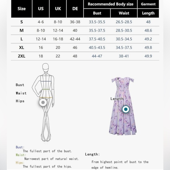 NWT. GRACE KARIN Women's Summer Solid Purple Pattern Dress Maxi Dress. Medium. - Picture 5 of 6